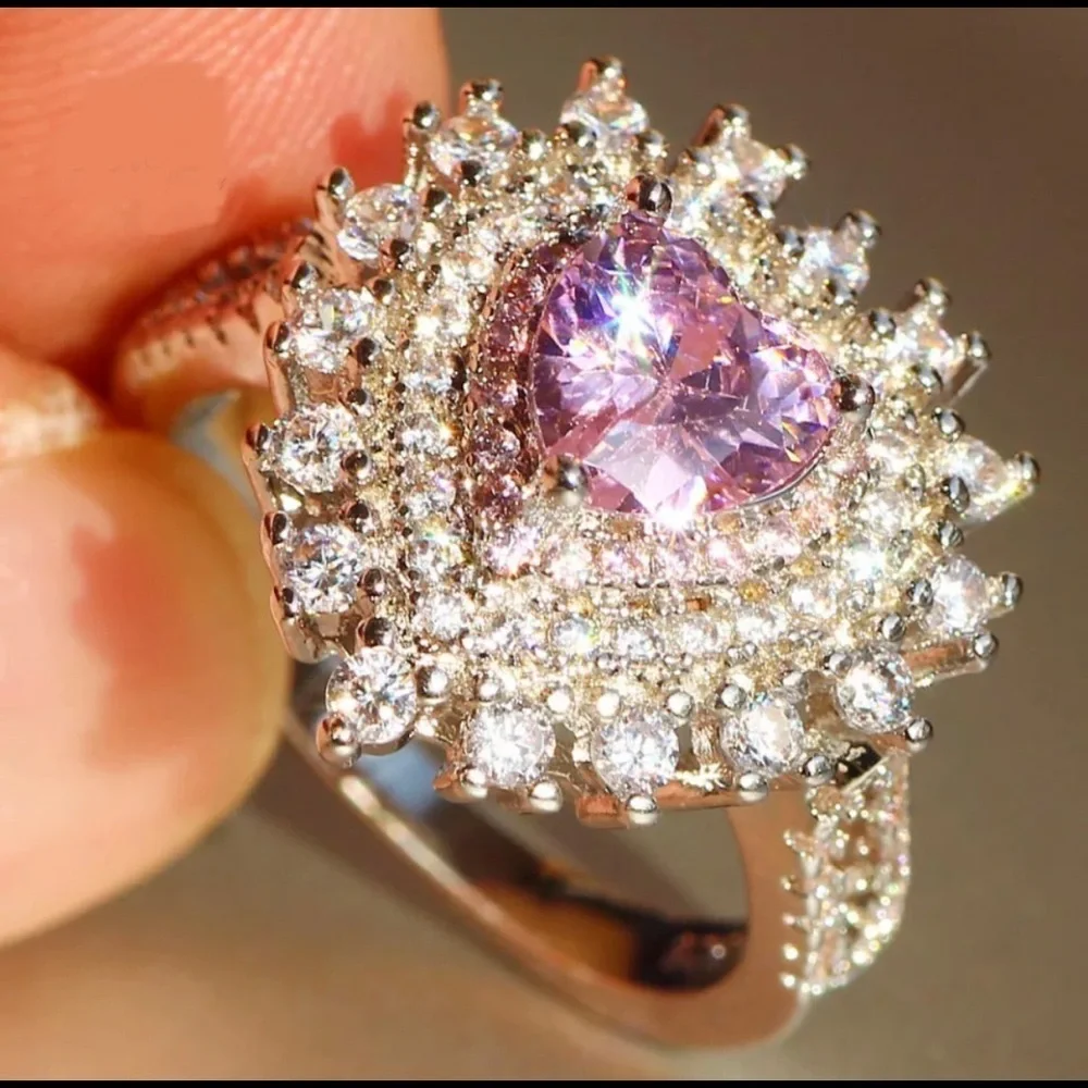 Pink Heart cut statement ring